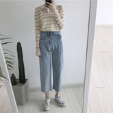 Übergroße Boyfriendjeans aus blauem Denim mit hoher Taille